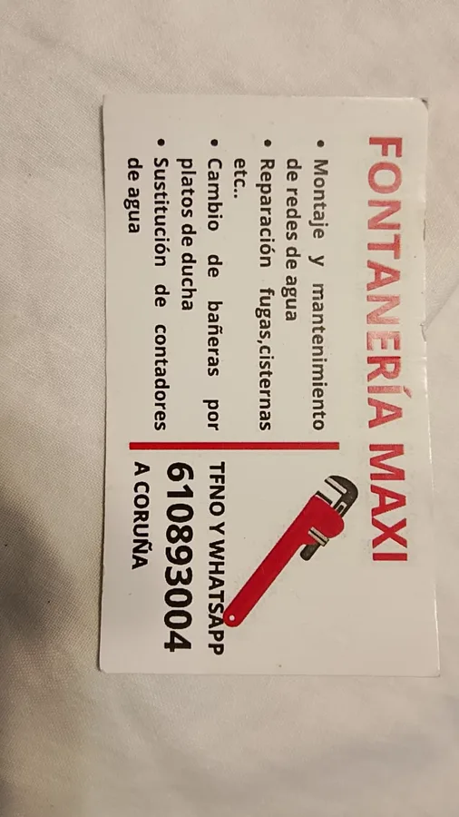 Tarjeta de visita de Fontanería Maxi con servicios principales