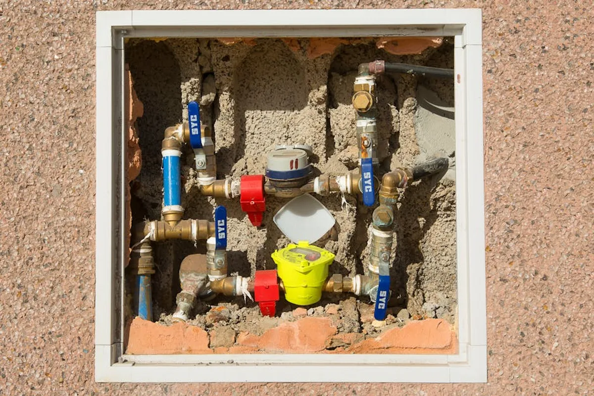 Contador de agua instalado en armario técnico
